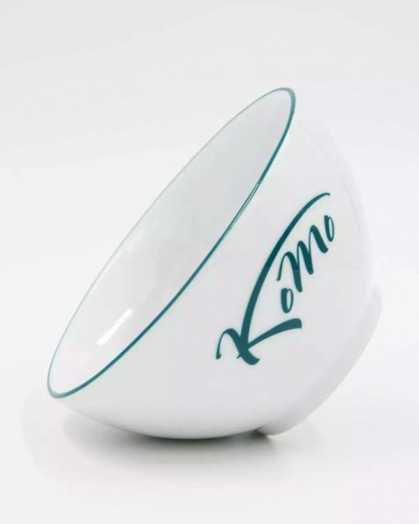Mülischale Porzellanbowl mit 1farb Logo und Handmalline