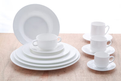 Obertassen Teller stapelbar Fine Bone China