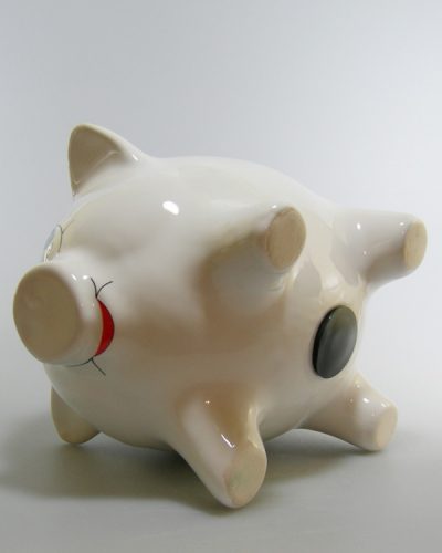 Sparschwein 20cm WUTZI Keramik weiss Unterseite
