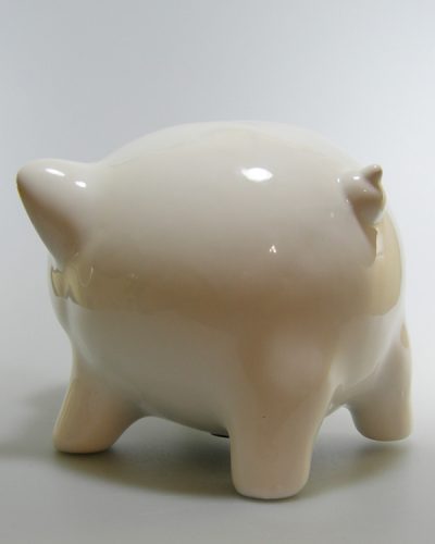 Sparschwein 20cm WUTZI Keramik weiss seitlich
