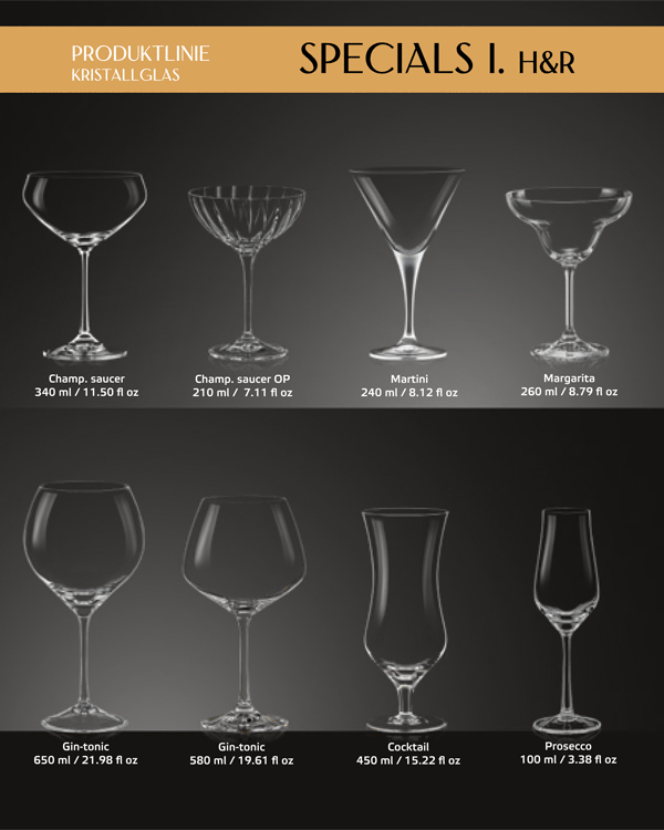 SPECIALS-I-Kristallglas Produktlinie Übersicht H&R